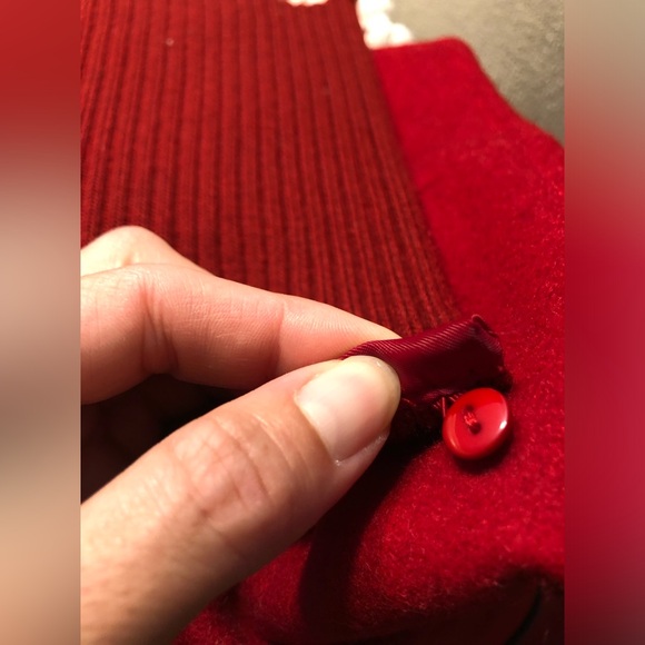 Steve Madden red wool coat -size small - pea coat style w/ detachable cowl neck - Picture 15 of 17